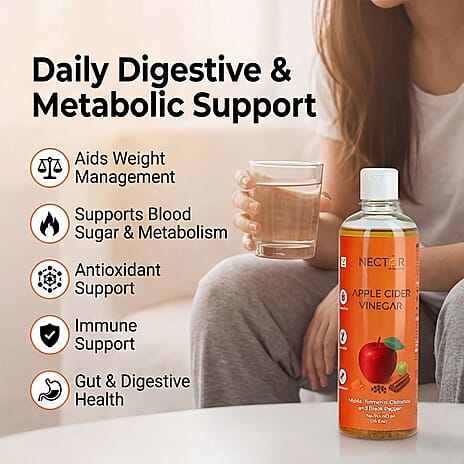 Raw Apple Cider Vinegar with Turmeric, Amla, Cinnamon - Black Pepper - Unfiltered ACV with The Mother - 473ml