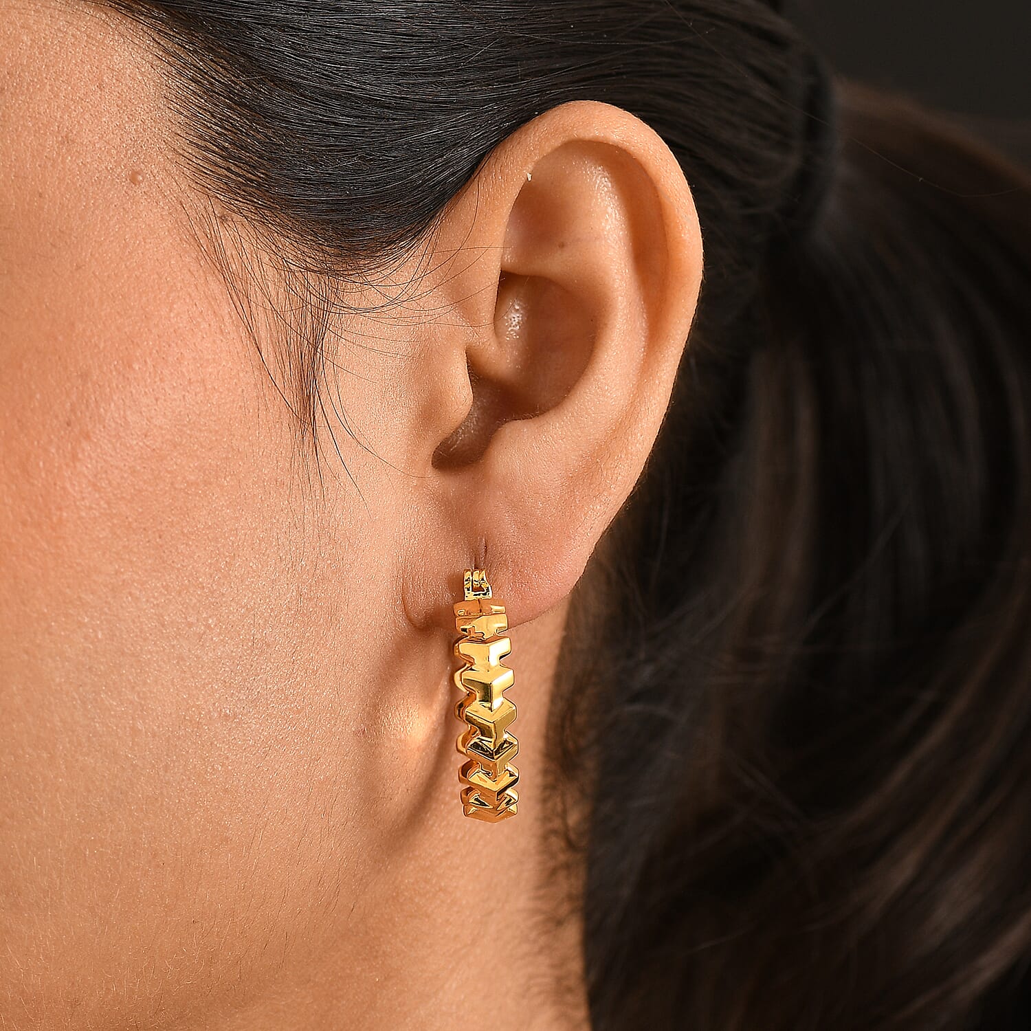 Bronzella Collection - EverTrue Full Hoop Earring with Clasp in 18K Gold Plating