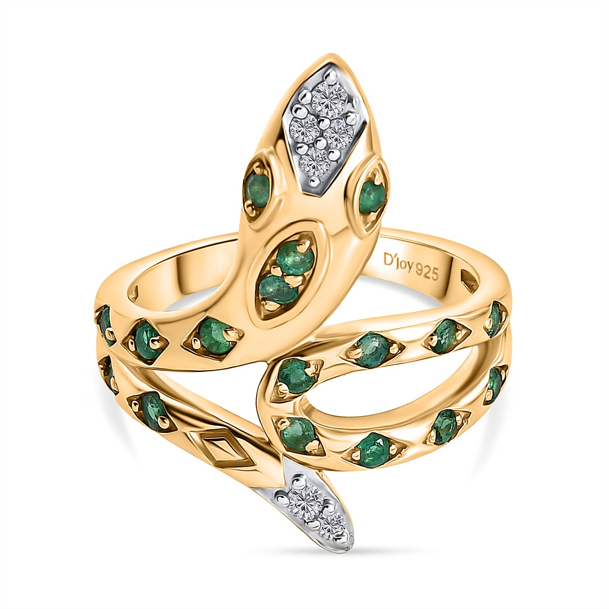 D'joy Zambian Emerald Ring in Yellow Gold Plating Sterling Silver