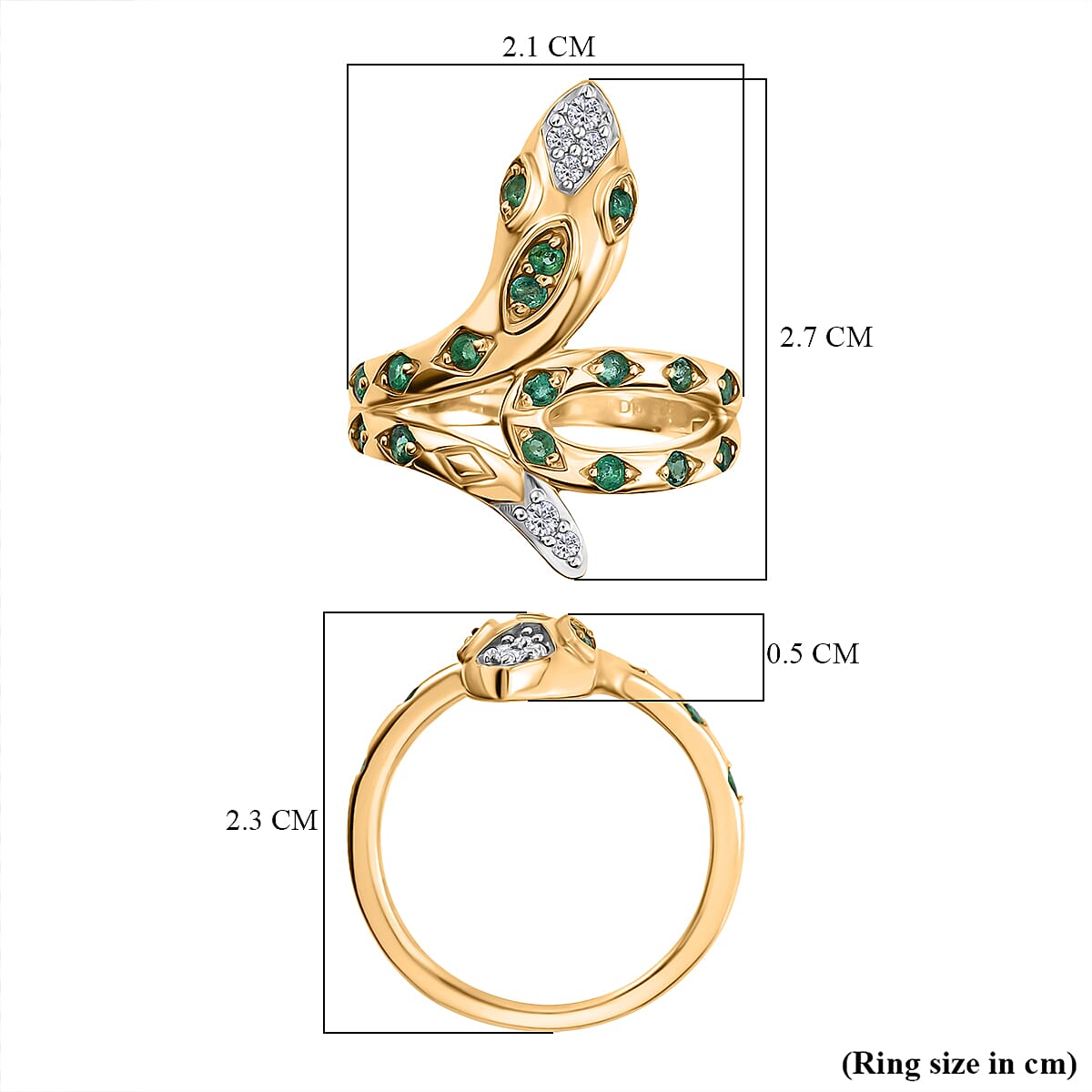 D'joy Zambian Emerald Ring in Yellow Gold Plating Sterling Silver