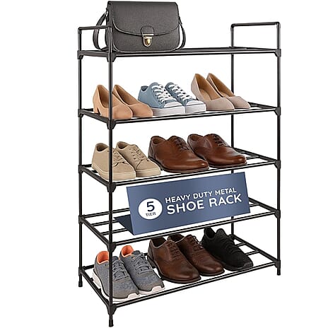 5-Tier Shoe Organiser with Anti-Rust Coating - Black