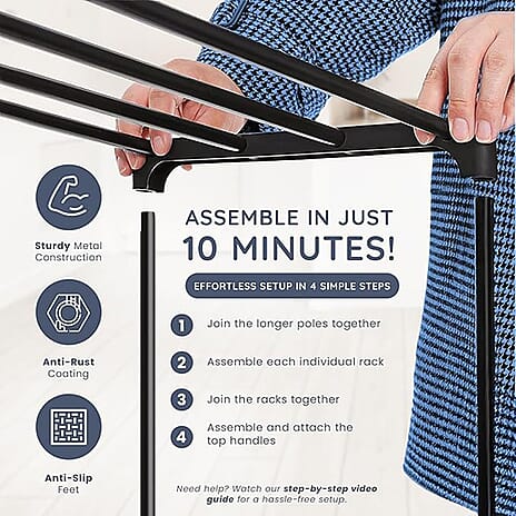 5-Tier Shoe Organiser with Anti-Rust Coating - Black