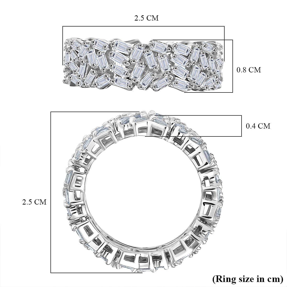 Designer Inspired - Luxuriant Lab Grown Diamond (SI-GH) Firecracker Ring in Rhodium Overlay Sterling Silver 2Ct. Designer Inspired - Luxuriant Lab Grown Diamond (SI-GH) Firecracker Ring in Rhodium Overlay Sterling Silver 2Ct.