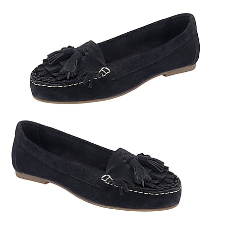 Ravel Atley Womens Slip-On Loafers with Tassel Fringe Detail (Size 4) - Navy