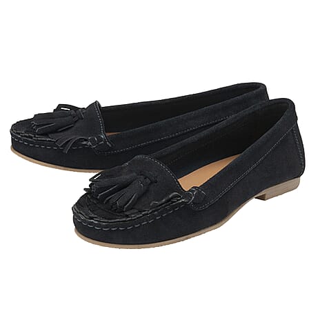 Ravel Atley Womens Slip-On Loafers with Tassel Fringe Detail (Size 4) - Navy