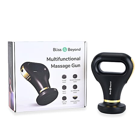 Bliss - Beyond Multifunctional EMS Massage Therapy Device Including 6 Massage Heads - Black - Gold