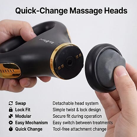 Bliss - Beyond Multifunctional EMS Massage Therapy Device Including 6 Massage Heads - Black - Gold