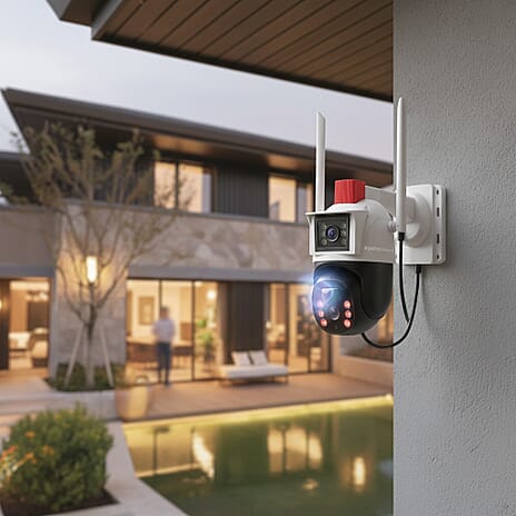 "Solar panel dual  camera          ·2.5-inch ball machine ·3 million pixels - 3 million pixels ·8000 mAh battery ·8W solar panel ·WIFI connection ·IP65 waterproof ·PTZ control horizontal 345 degrees,