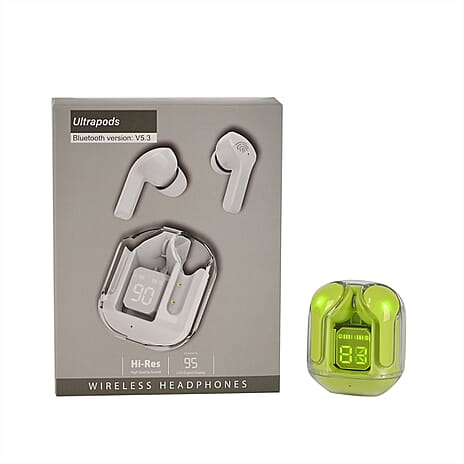 TWS Earbuds with Battery Display - 200mAh Charging Case - Green