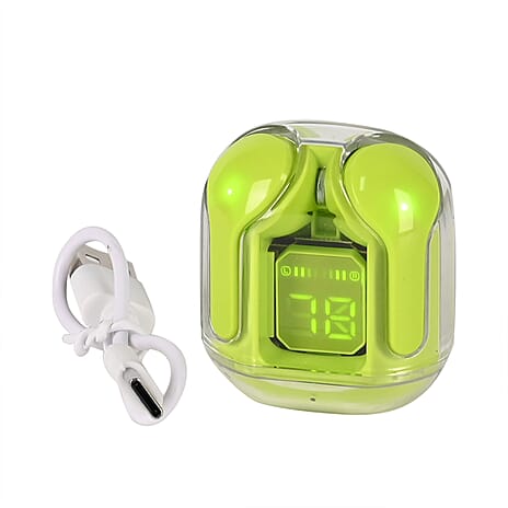 TWS Earbuds with Battery Display - 200mAh Charging Case - Green