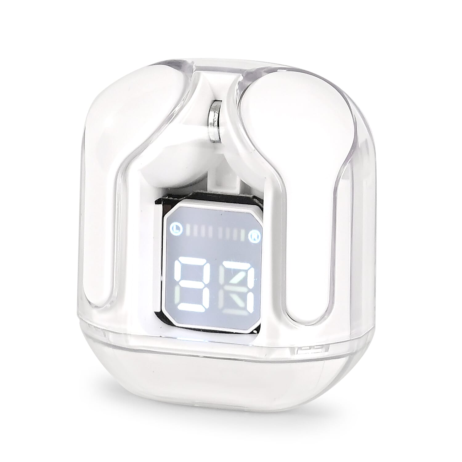 TWS Earbuds with Battery Display - 200mAh Charging Case - White