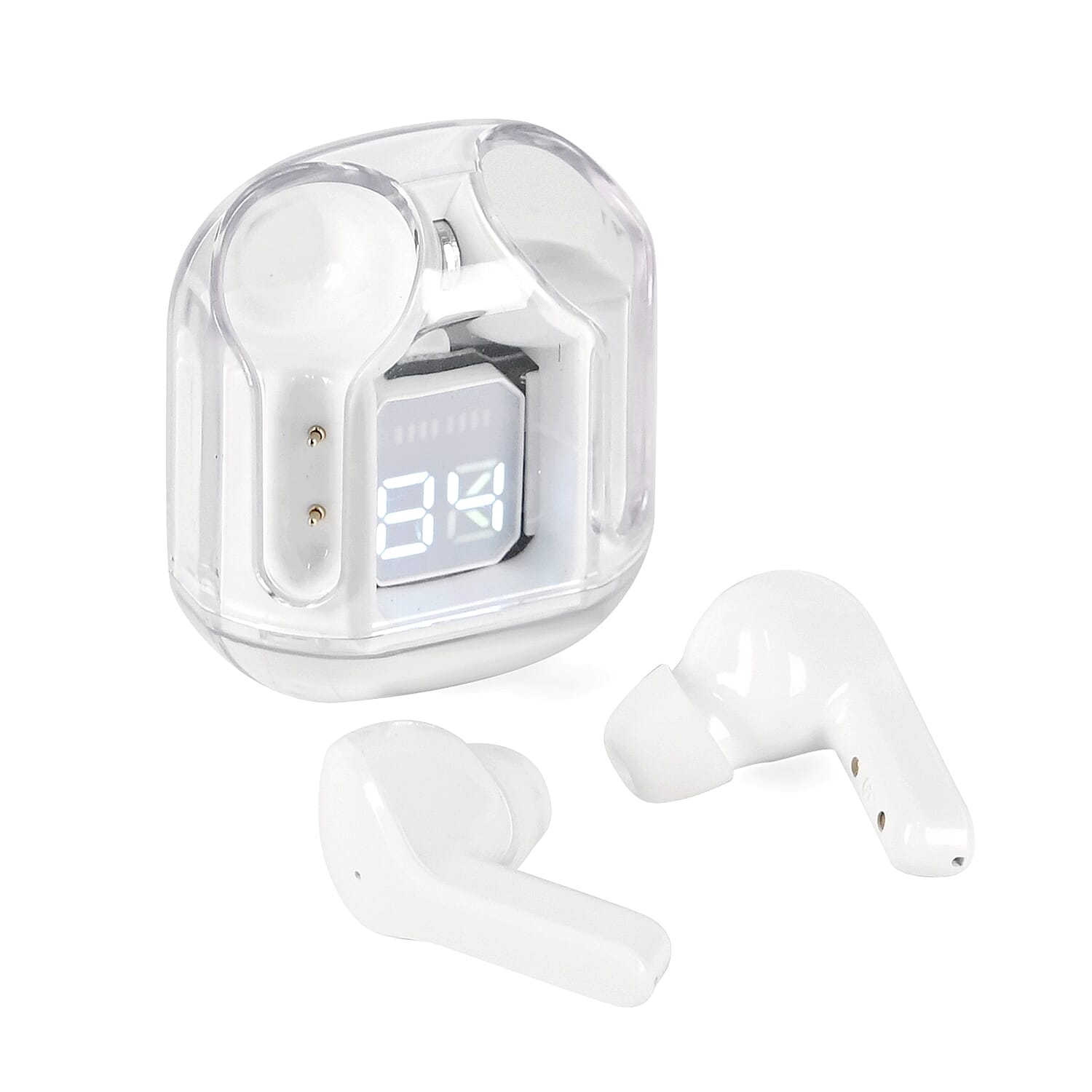 TWS Earbuds with Battery Display - 200mAh Charging Case - White