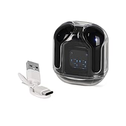 TWS Earbuds with Battery Display - 200mAh Charging Case - Black