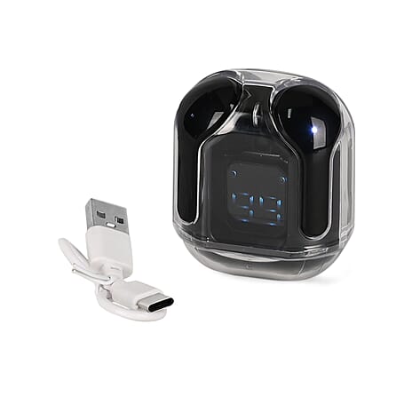 TWS Earbuds with Battery Display - 200mAh Charging Case - Black