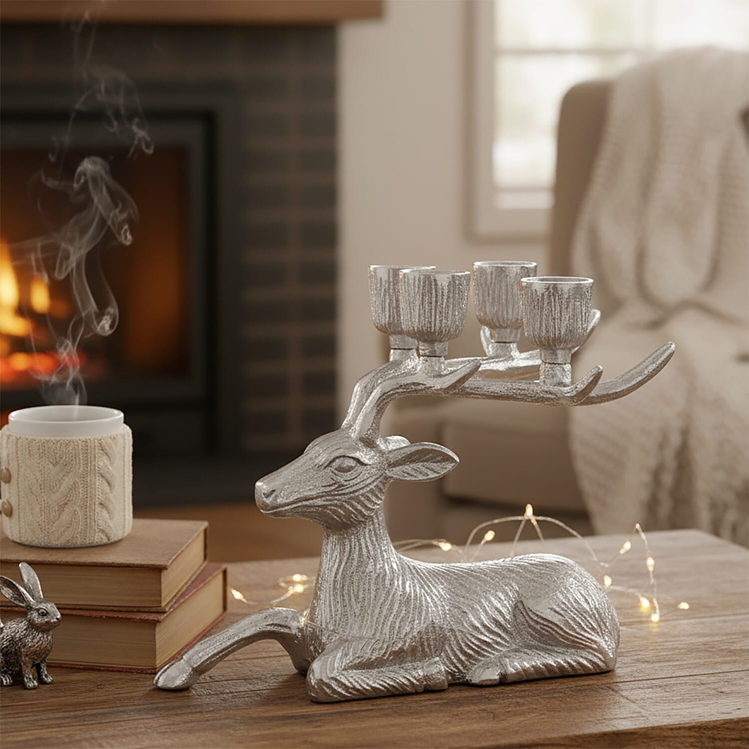 LIVMORE Reindeer Candle Holder (50 x 40 x 27 cm) - Silver
