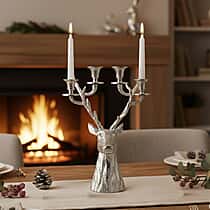 LIVMORE Reindeer T-Light Holder (50 x 25 x 20 cm) - Silver