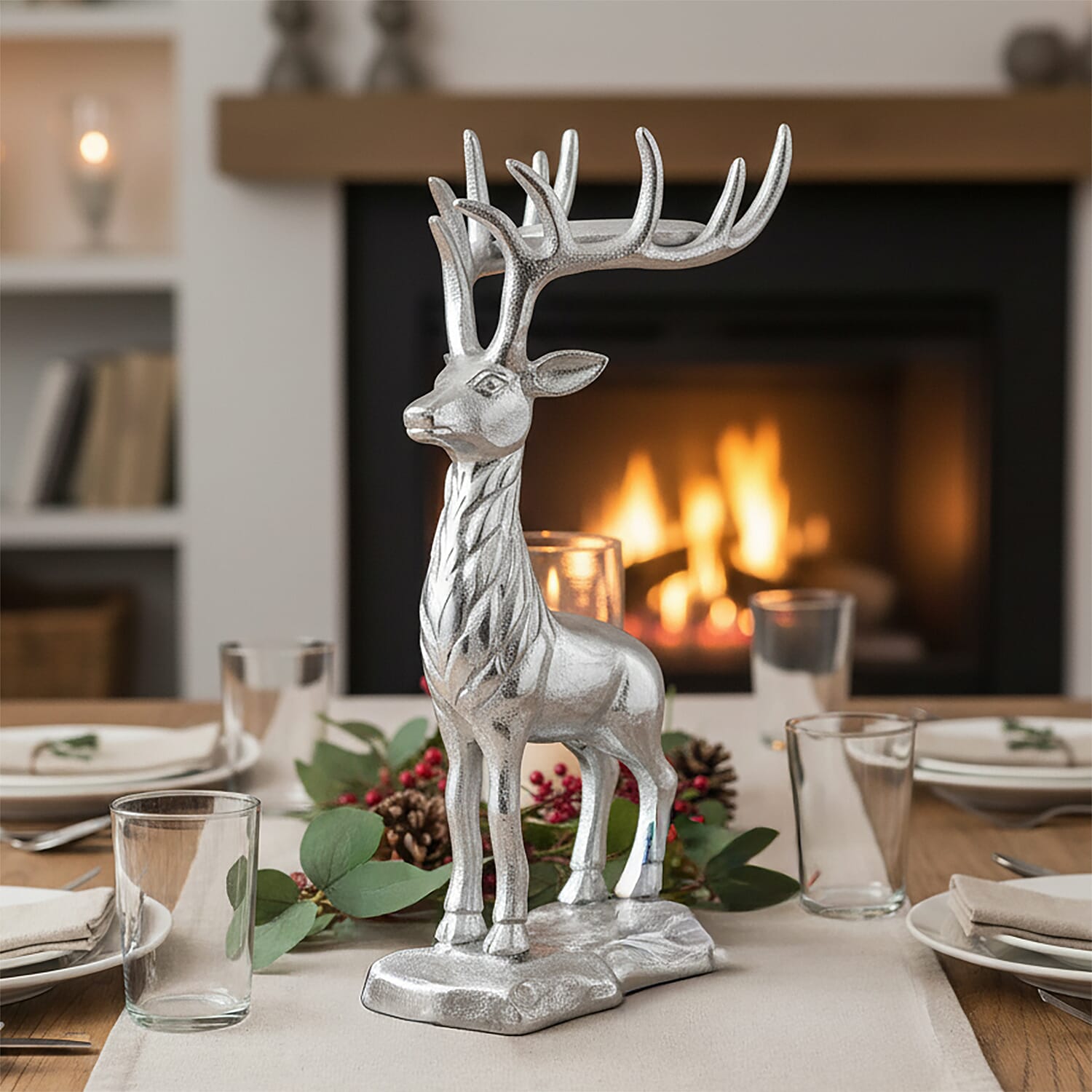 LIVMORE Stag's Head Candle Holder - Silver
