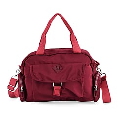 Multi-Pocket Handbag with Crossbody Strap (120 cm) - Black