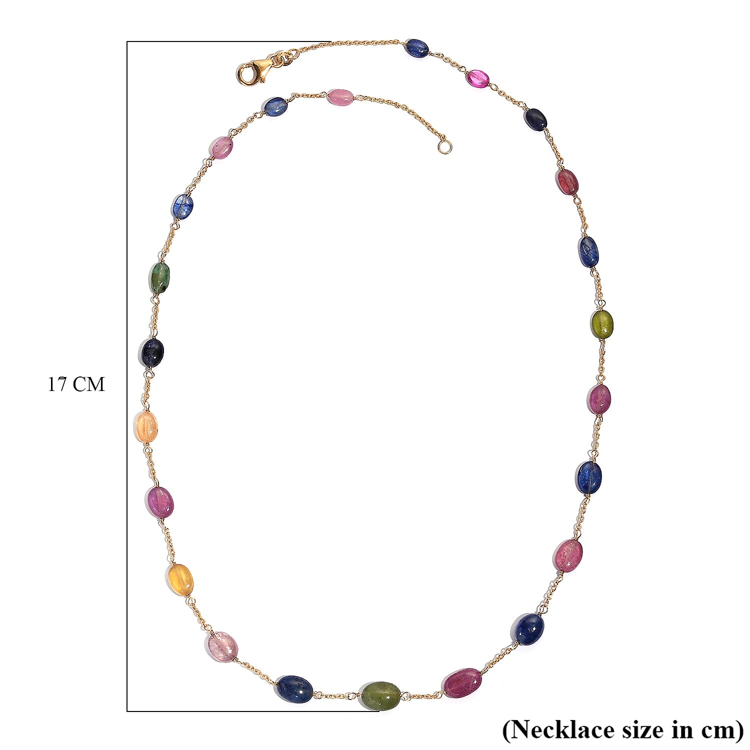 Limited Edition - Rainbow Sapphire Necklace (Size - 20) in 18K Vermeil Yellow Gold Plating Sterling Silver 40.00 Ct.