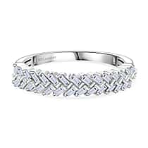 LUXURIANT 0.50 Ct. Lab Grown Diamond Weave Ring in Rhodium Overlay Sterling Silver