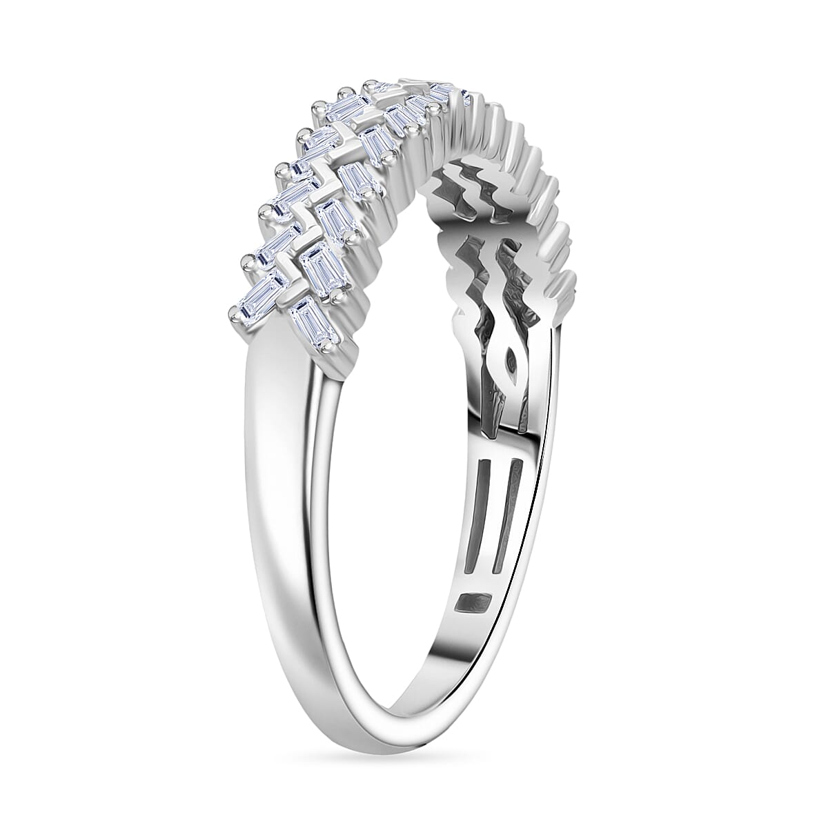 Luxuriant Lab Grown Diamond Ring in Rhodium Overlay Sterling Silver Total Wt 0.50 Cts.