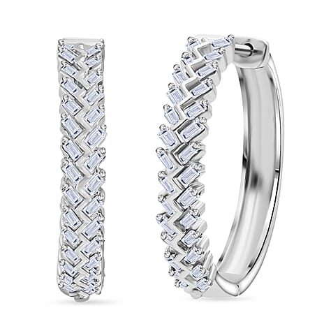 Luxuriant Lab Grown Diamond (SI-GH) Earring with Hoop in Rhodium Overlay Sterling Silver 0.50ct