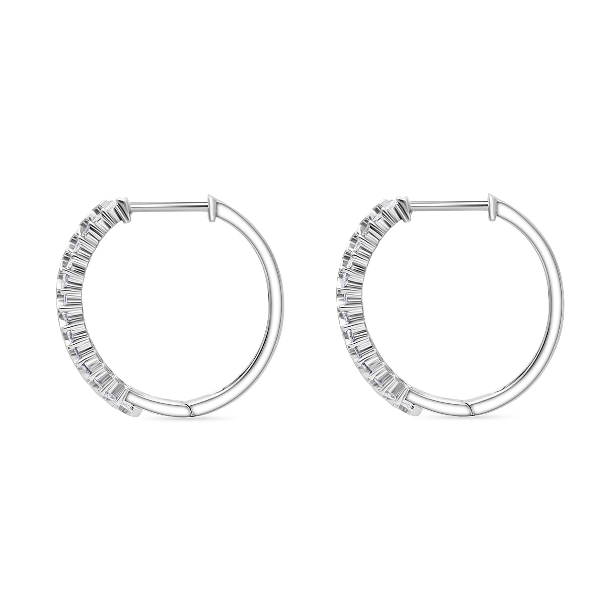 Luxuriant Lab Grown Diamond (SI-GH) Earring with Hoop in Rhodium Overlay Sterling Silver 0.50ct