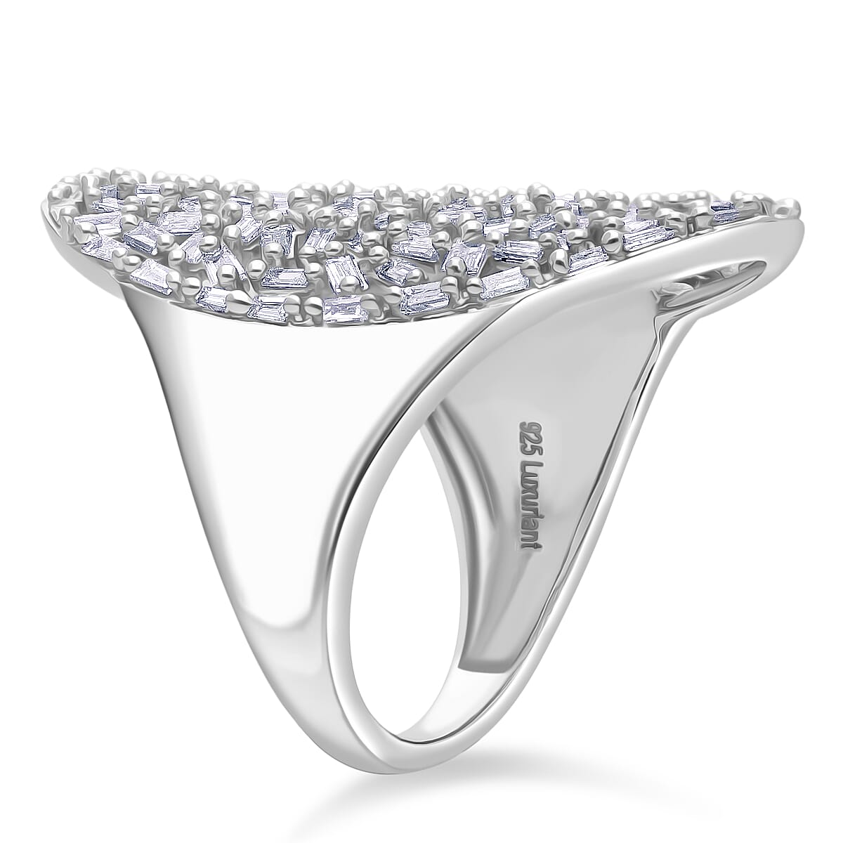 Luxuriant Lab Grown Diamond (SI-GH) Ring in Rhodium Overlay Sterling Silver 1.50 Ct, Silver Wt. 5.50 Gms.