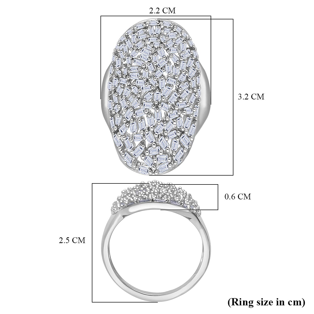 Luxuriant Lab Grown Diamond (SI-GH) Ring in Rhodium Overlay Sterling Silver 1.50 Ct, Silver Wt. 5.50 Gms.