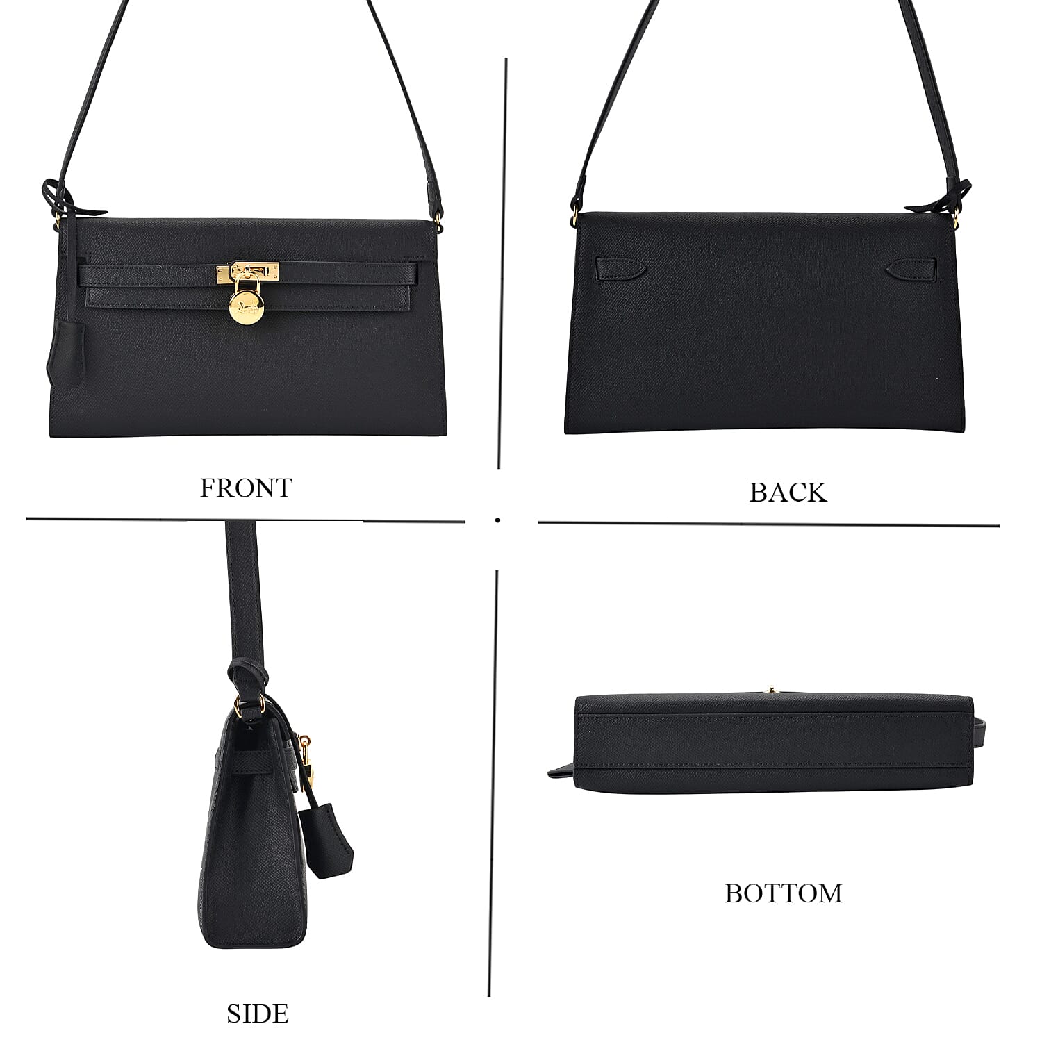 Guanchi Stylish Genuine Leather Crossbody Bag with Shoulder Strap - Black