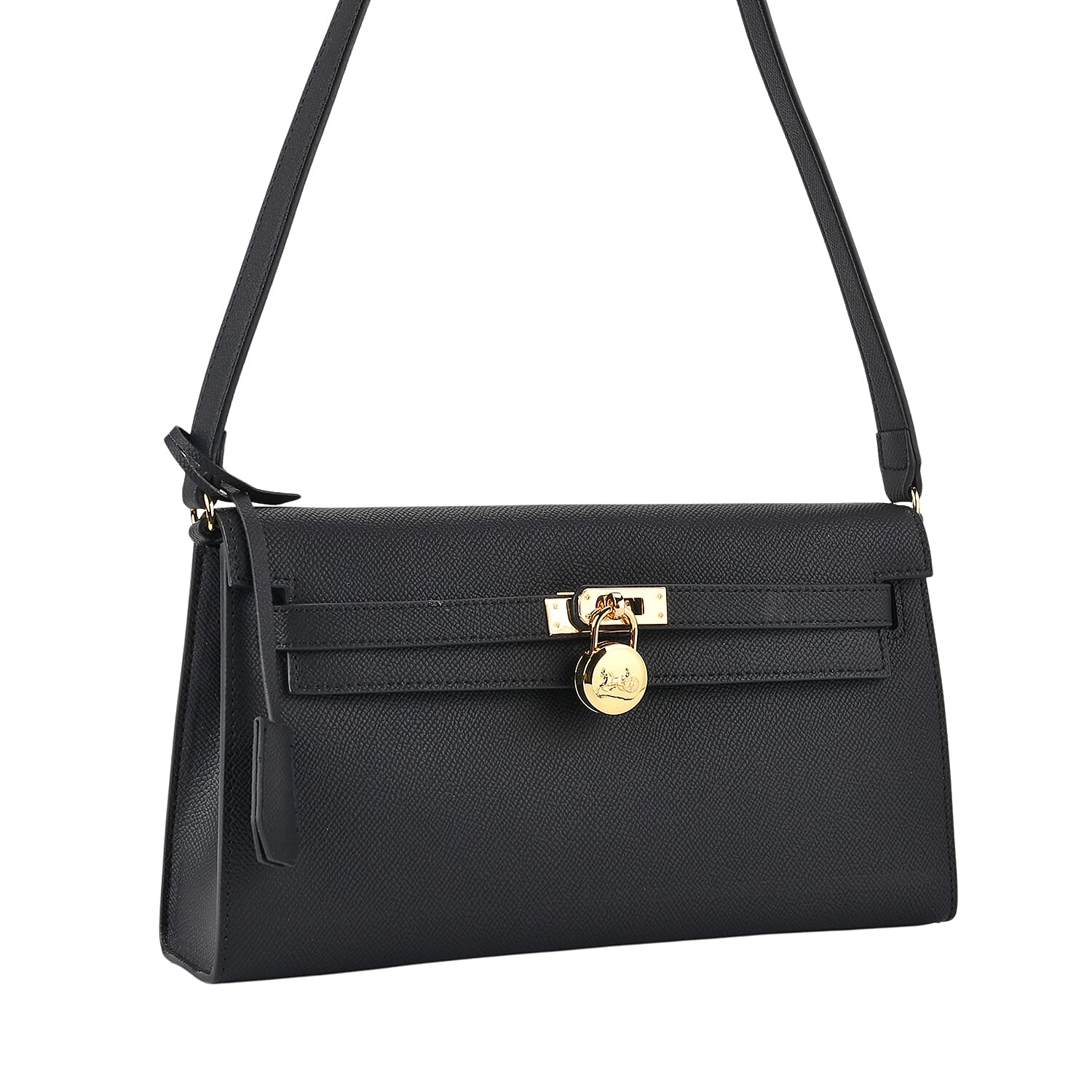 Guanchi Stylish Genuine Leather Crossbody Bag with Shoulder Strap - Black