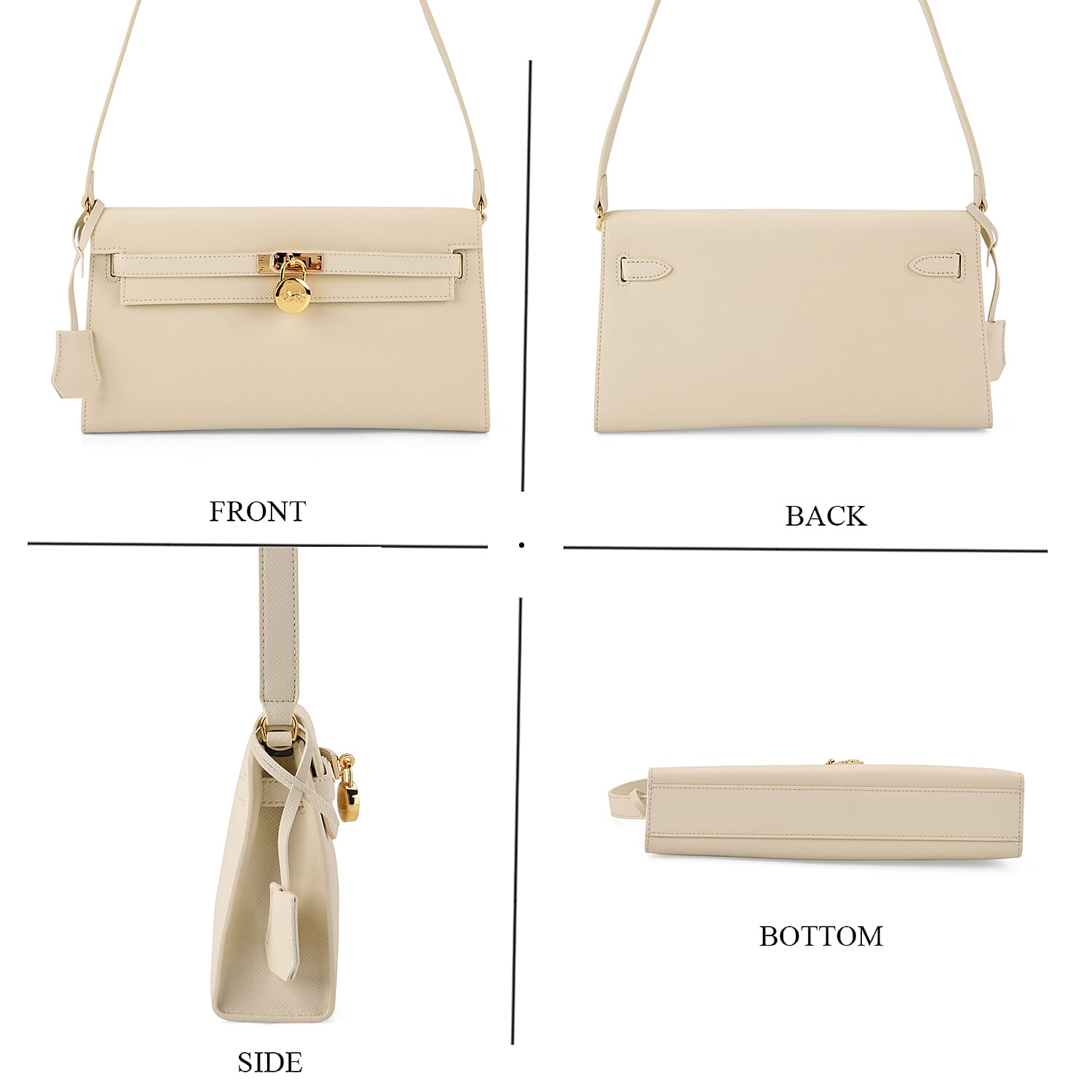 Guanchi Stylish Crossbody Genuine Leather Bag with Shoulder Strap - Cream