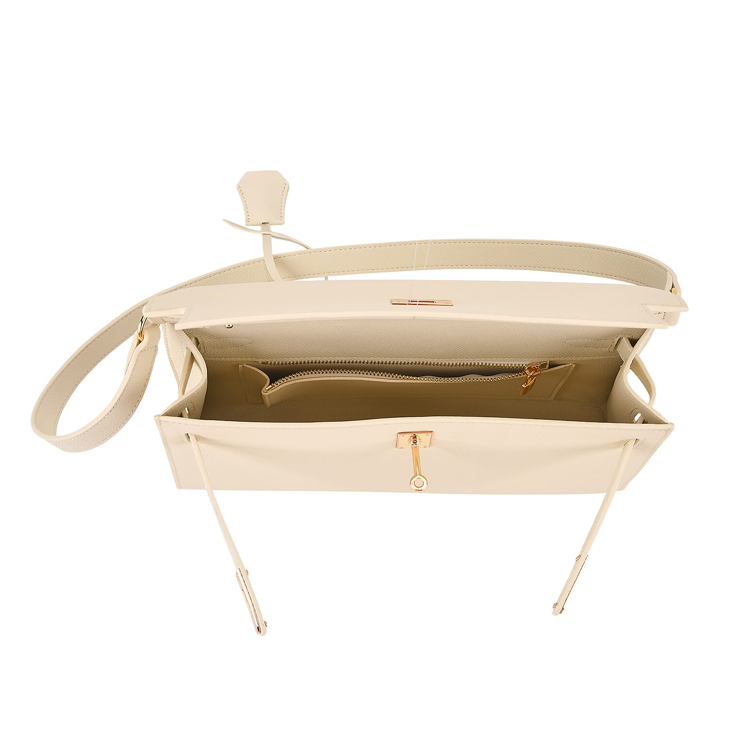 Guanchi Stylish Crossbody Genuine Leather Bag with Shoulder Strap - Cream