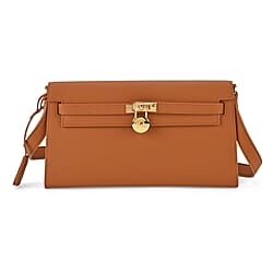 Guanchi Stylish Genuine Leather Crossbody Bag with Shoulder Strap - Tan