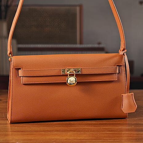 Guanchi Stylish Genuine Leather Crossbody Bag with Shoulder Strap - Tan