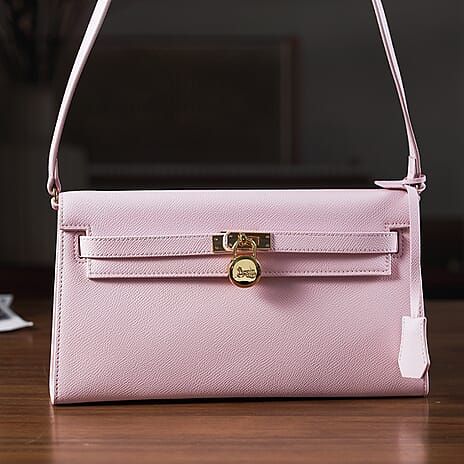 Guanchi Stylish Genuine Leather Crossbody Bag with Shoulder Strap - Pink