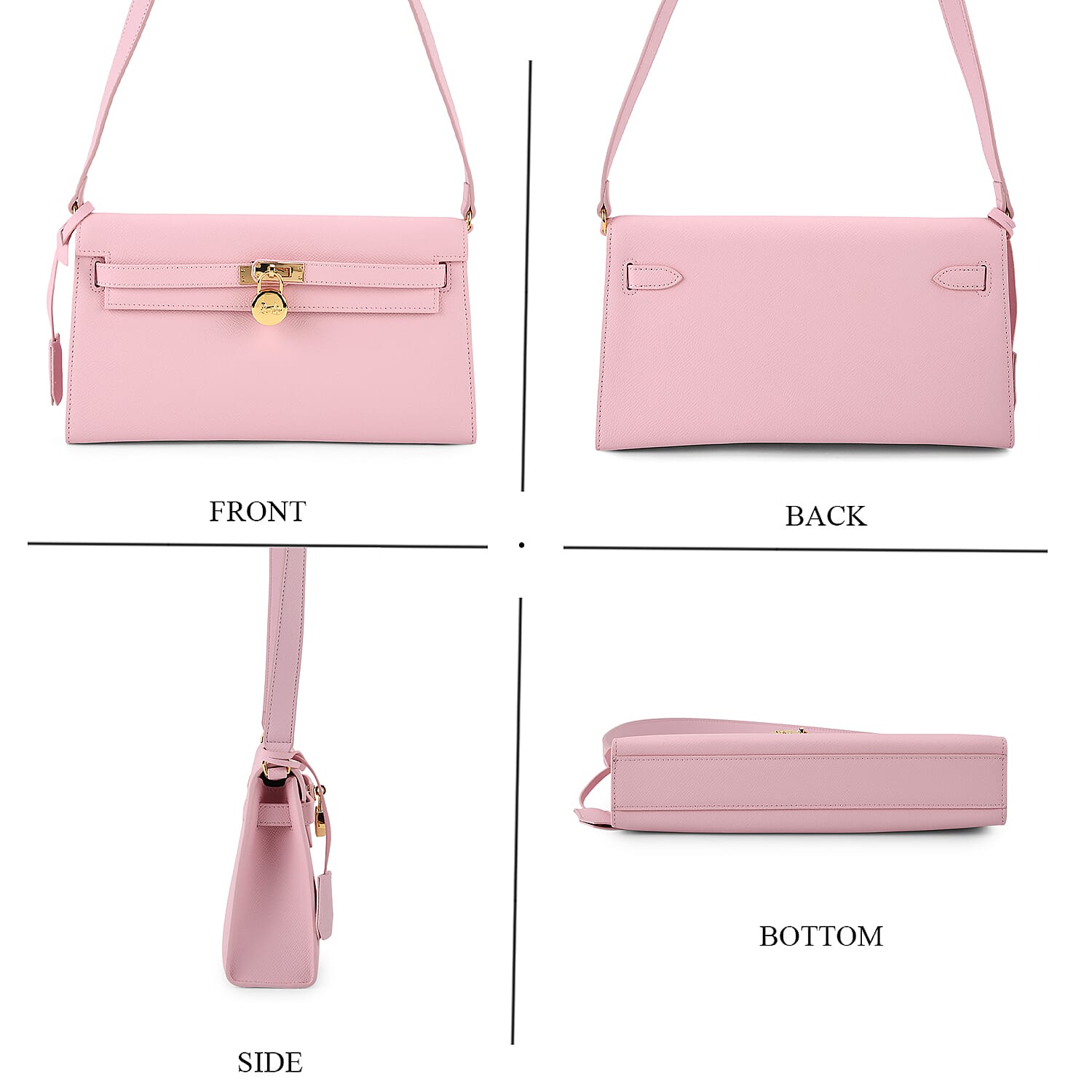 Guanchi Stylish Genuine Leather Crossbody Bag with Shoulder Strap - Pink