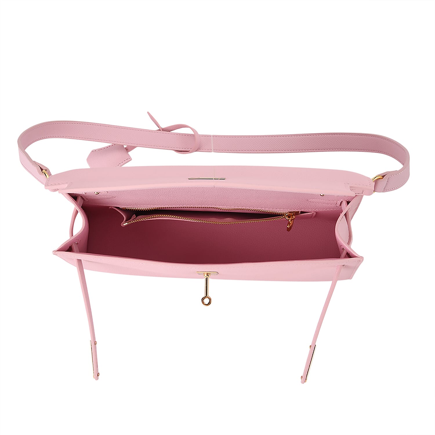 Guanchi Stylish Genuine Leather Crossbody Bag with Shoulder Strap - Pink