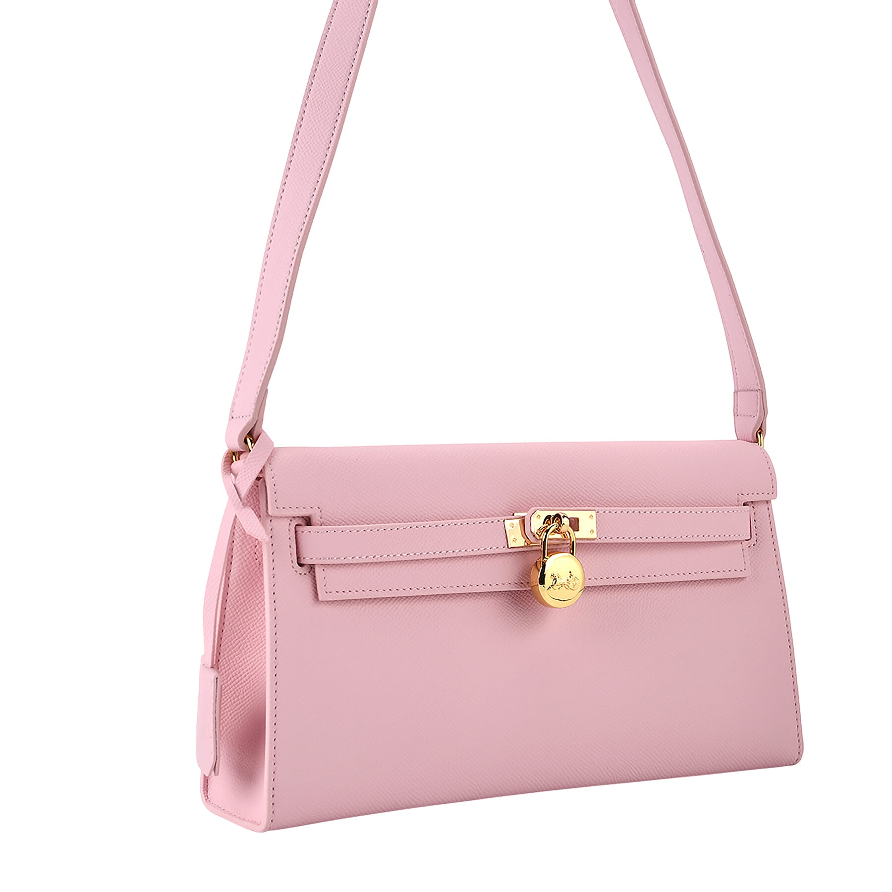 Guanchi Stylish Genuine Leather Crossbody Bag with Shoulder Strap - Pink