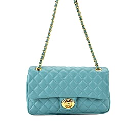 Guanchi Stylish Genuine Leather Crossbody Bag with Shoulder Chain Strap - Teal