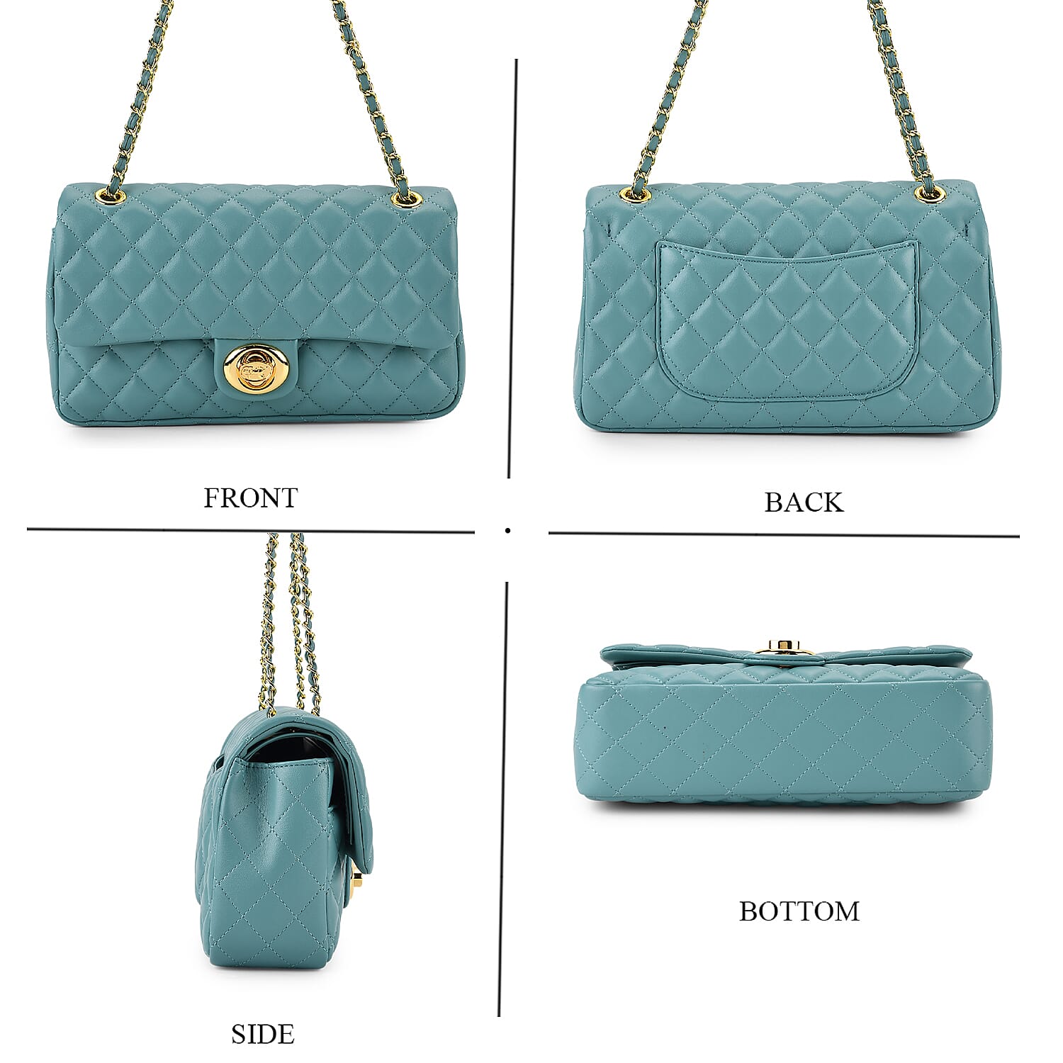 Guanchi Stylish Genuine Leather Crossbody Bag with Shoulder Chain Strap - Teal