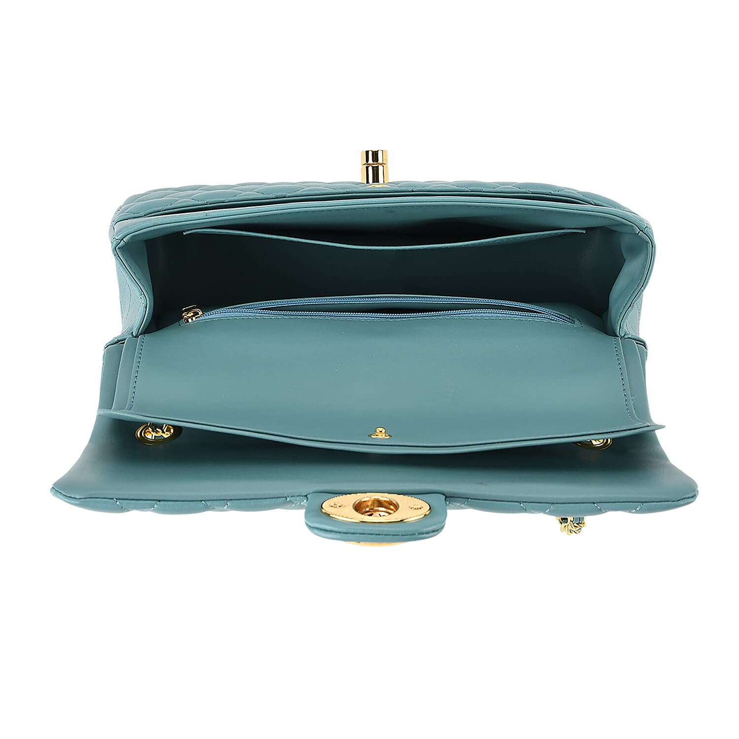 Guanchi Stylish Genuine Leather Crossbody Bag with Shoulder Chain Strap - Teal