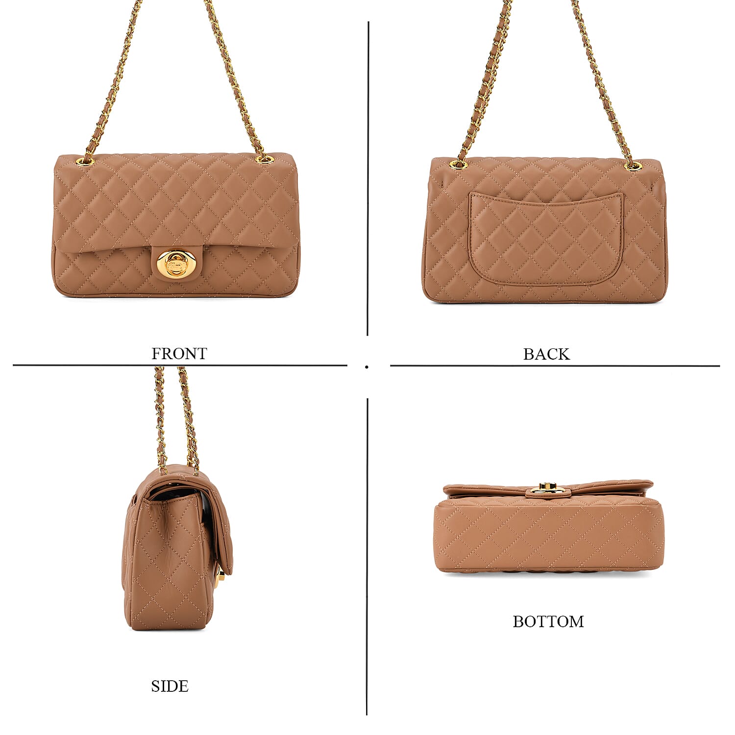 Guanchi Stylish Genuine Leather Crossbody Bag with Shoulder Chain Strap - Cappuccino