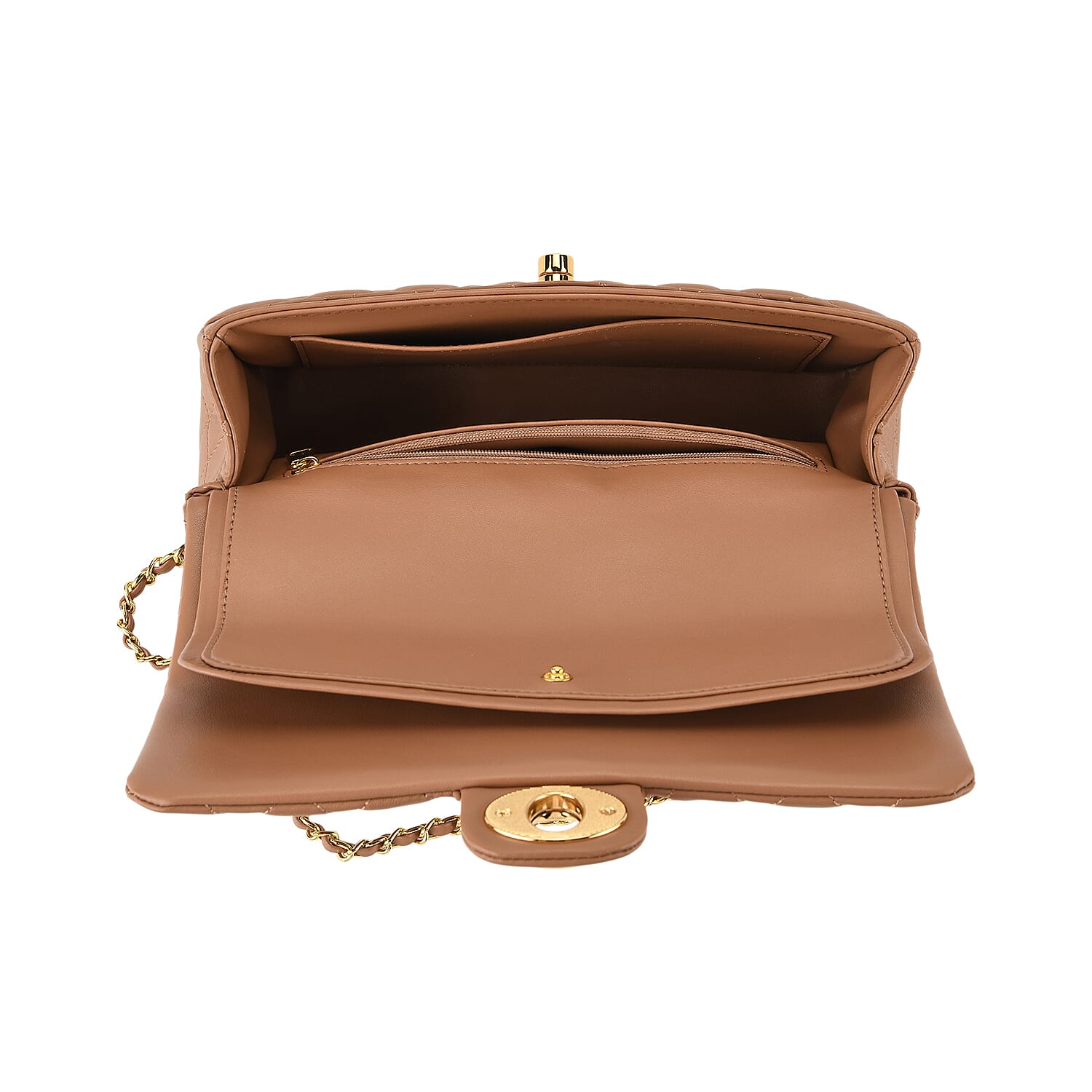 Guanchi Stylish Genuine Leather Crossbody Bag with Shoulder Chain Strap - Cappuccino