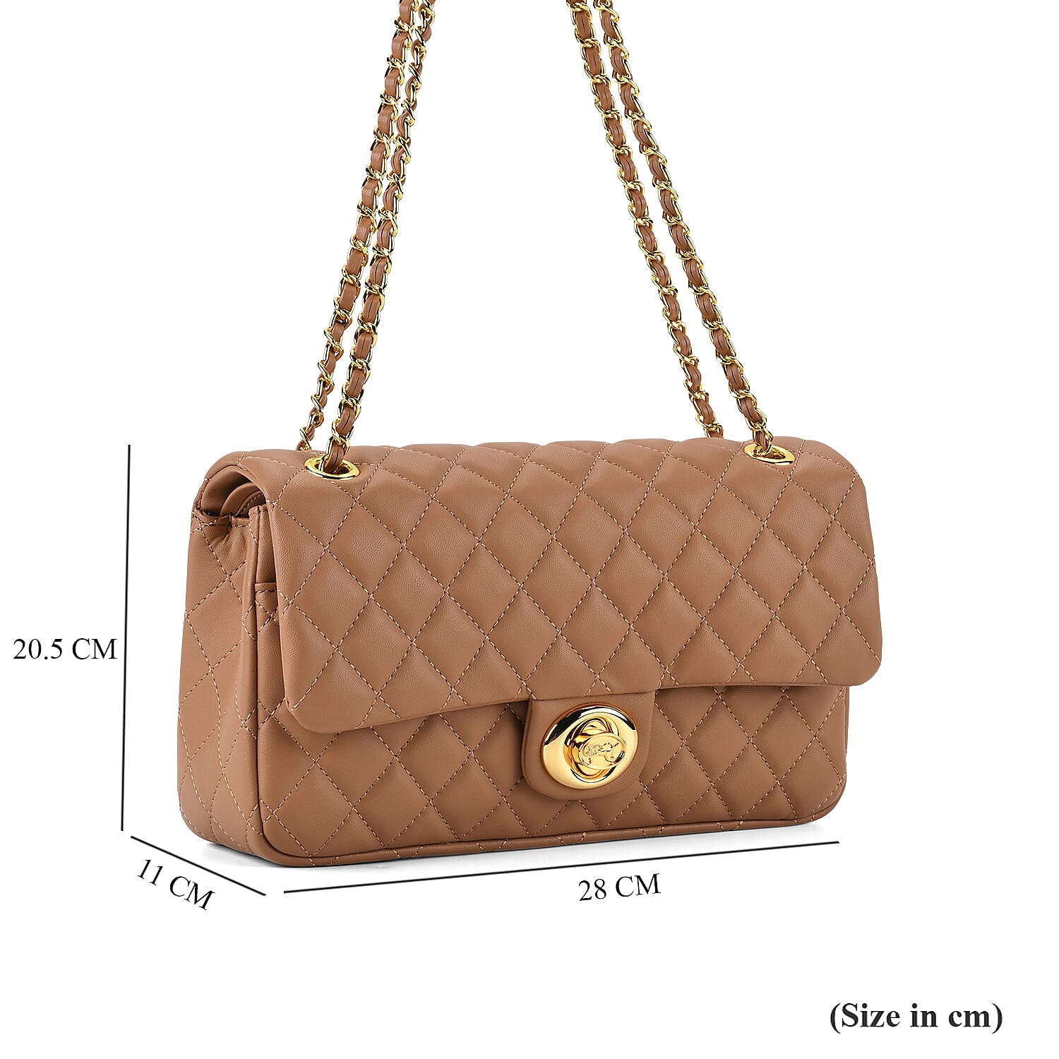 Guanchi Stylish Genuine Leather Crossbody Bag with Shoulder Chain Strap - Cappuccino