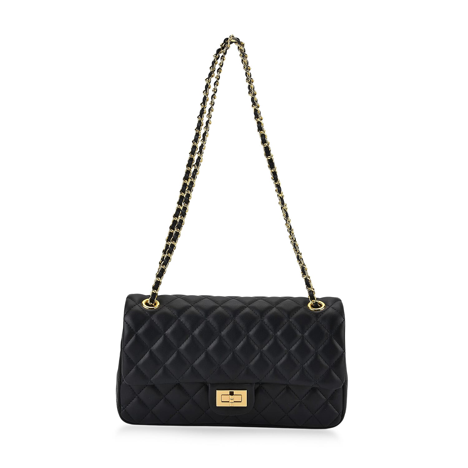 Guanchi Stylish Genuine Leather Crossbody Bag with Shoulder Chain Strap - Black