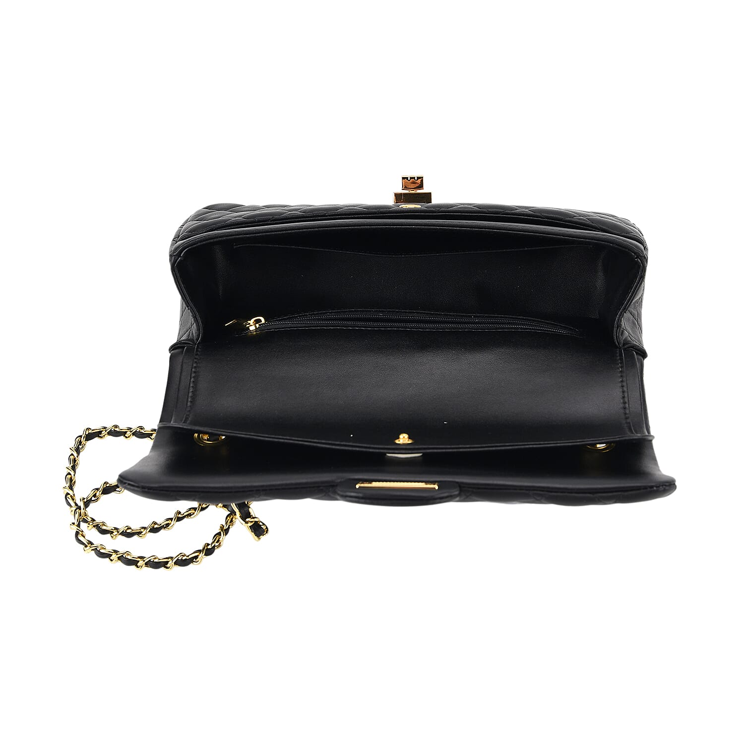 Guanchi Stylish Genuine Leather Crossbody Bag with Shoulder Chain Strap - Black