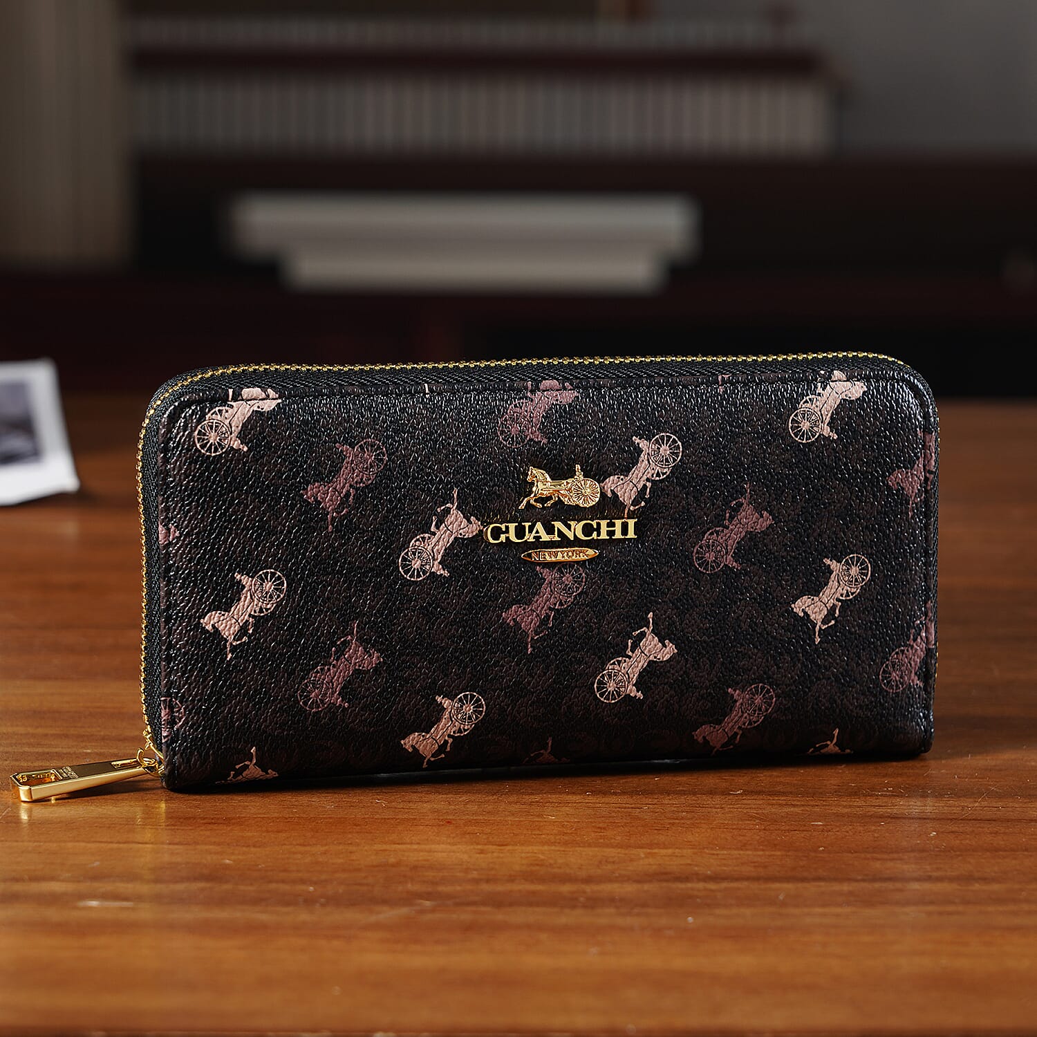 Guanchi Stylish Patterned Wallet - Black & Beige