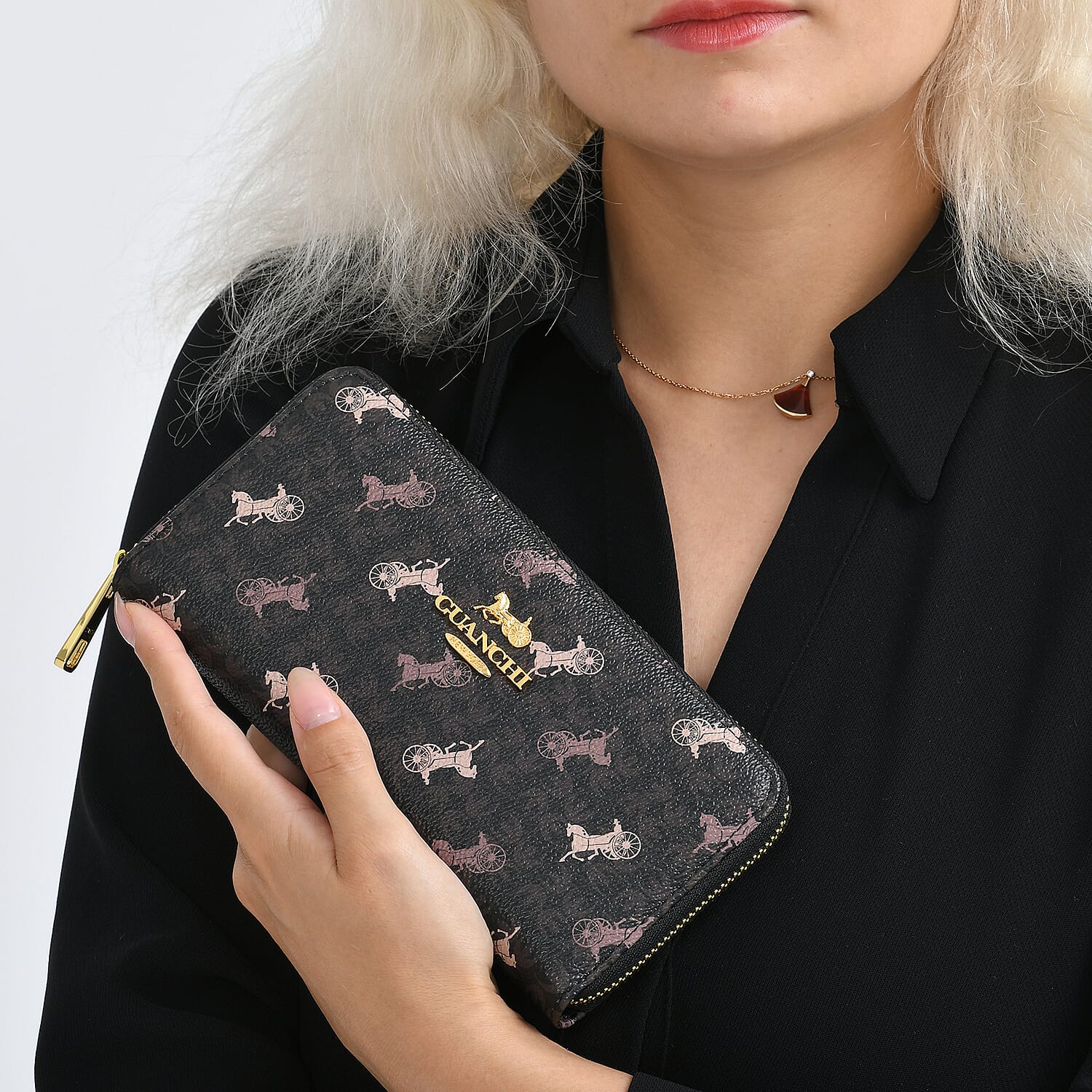 Guanchi Stylish Patterned Wallet - Black & Beige