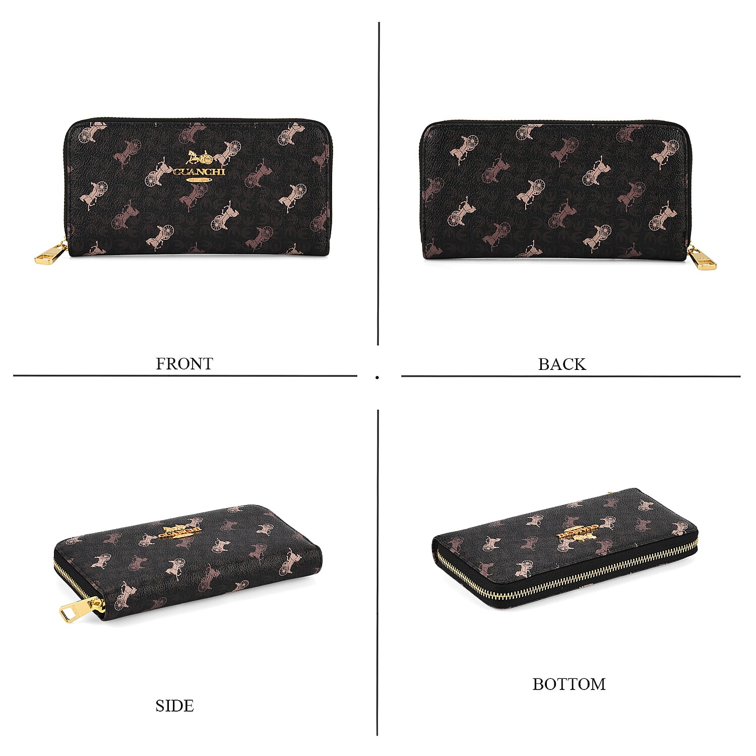 Guanchi Stylish Patterned Wallet - Black & Beige